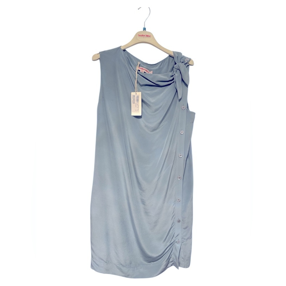 ✨BNWT✨See by Chloe light blue 100% seta silk dress with button details size 8​